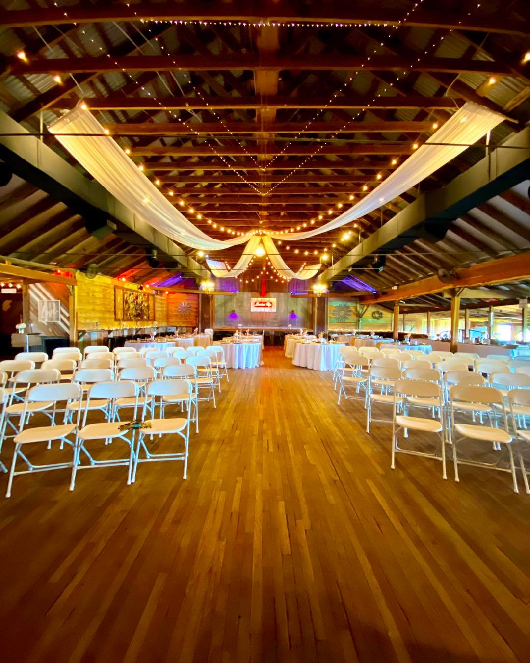 wedding ceremony in rustic venue