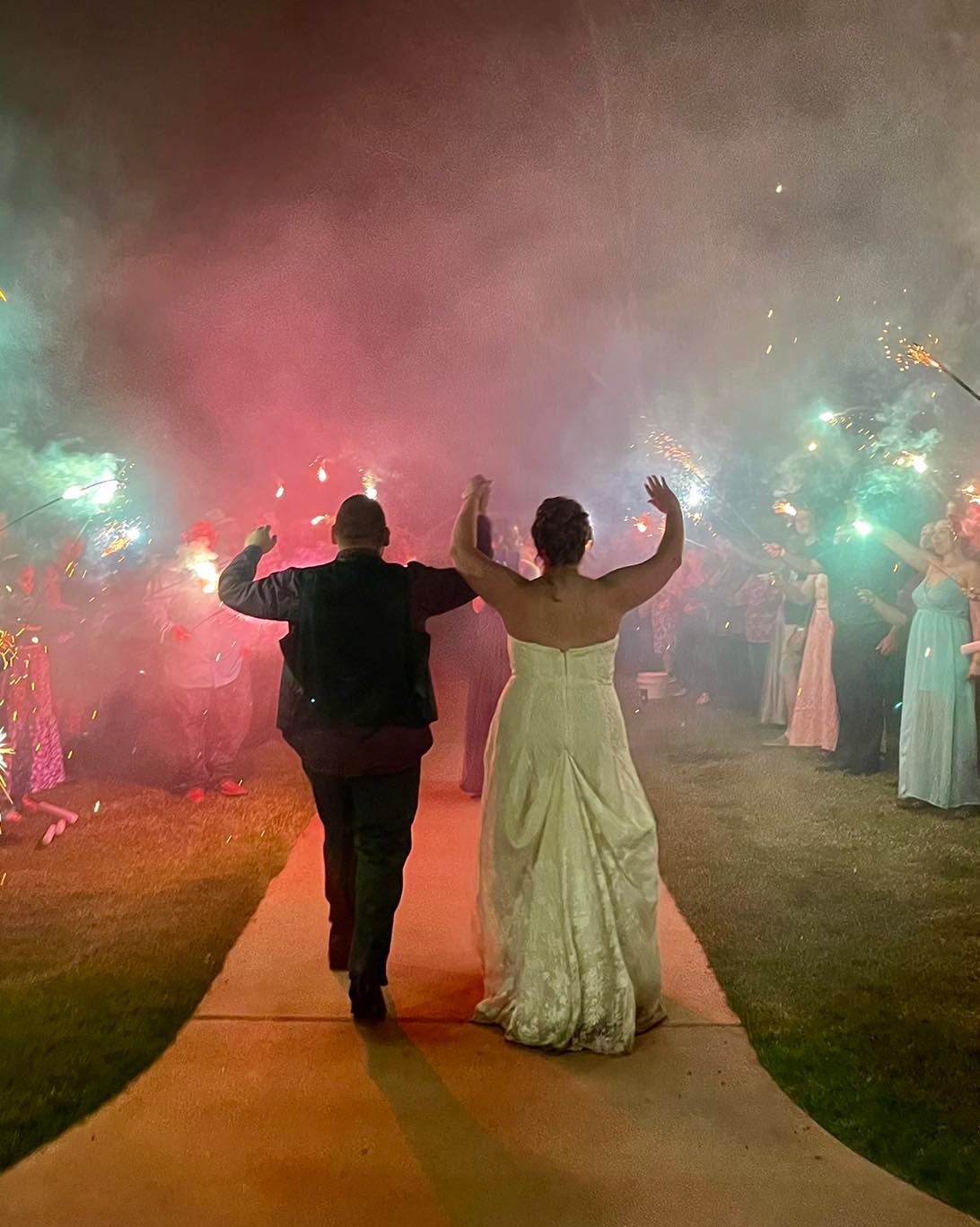 bride and groom sparkler exit