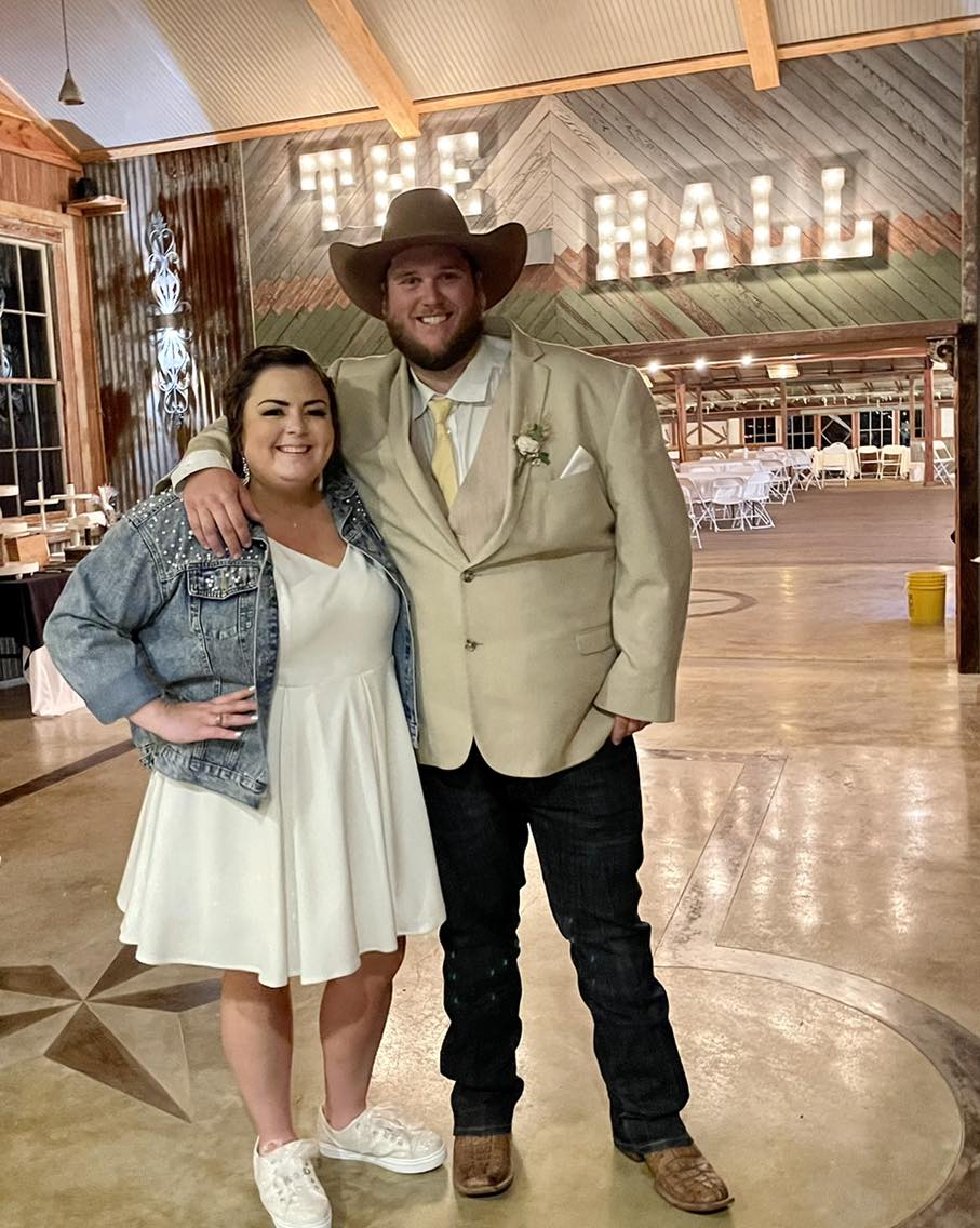 bride and groom before wedding reception