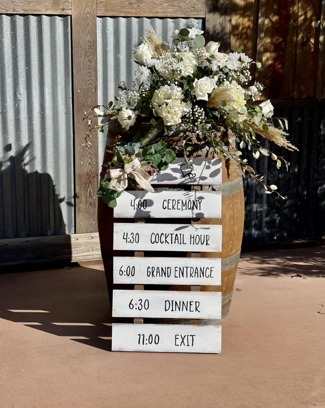 wedding plan sign with times