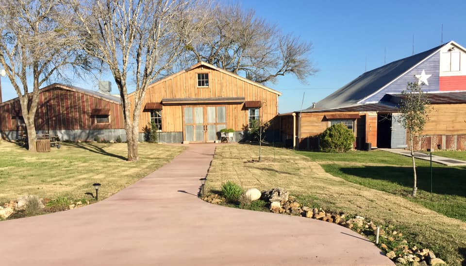 walkway to barn venue entryway