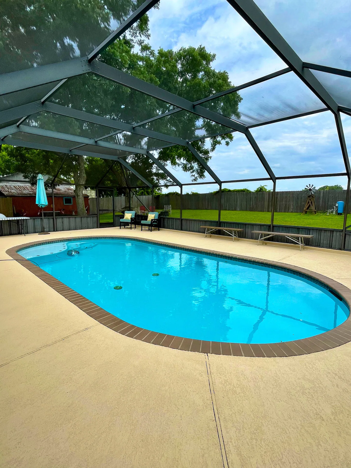 swimming pool outside airbnb